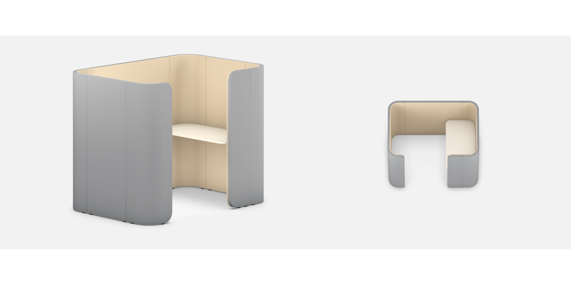 Single retreat space with back screen (rectangular)