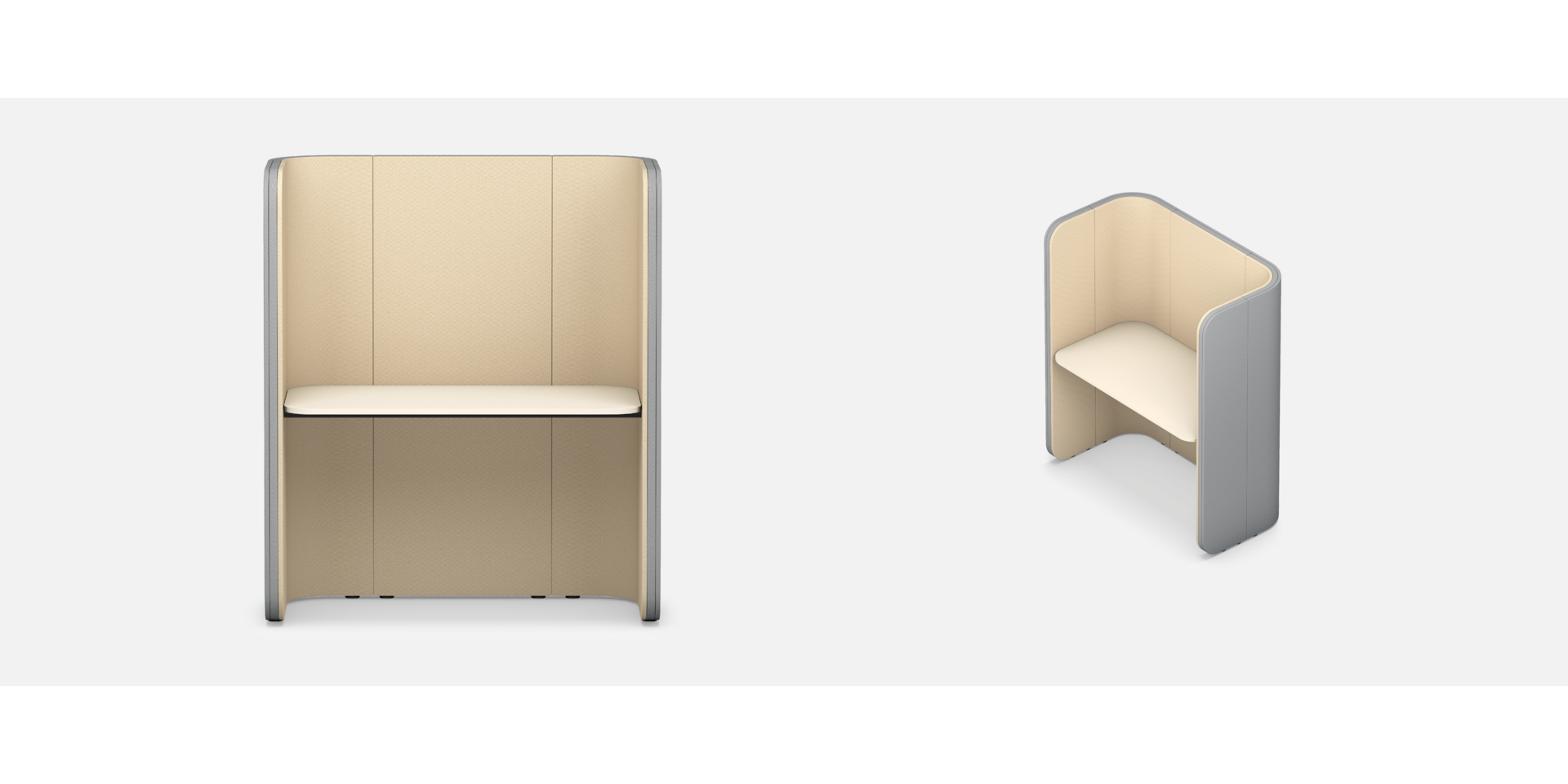 Single retreat space without back screen (rectangular)