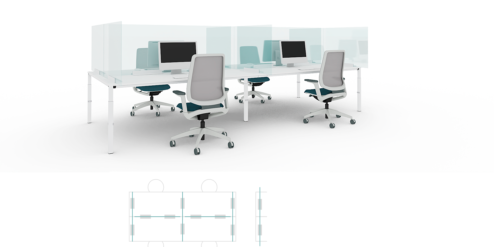 Side and front protection for team workplaces