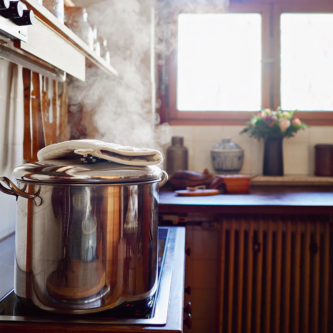 Pot of soup on the stove